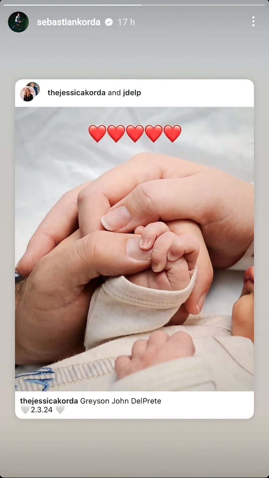 Korda reacts to becoming an uncle